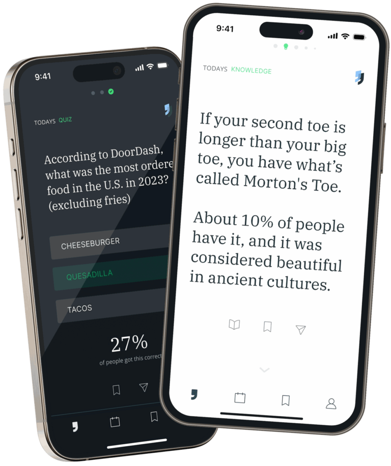 Small Talk app showing quiz and knowledge features on iPhone